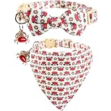 Lamphyface Cat Collar Breakaway with Cute Bow Tie Bandana and Bell Crab Accessories for Kitty Adjustable Safety