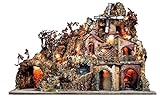  artigianale Presepe MOD. PWL10 ruscello, Mulino, Forno luci Misura 75x58x70h cm