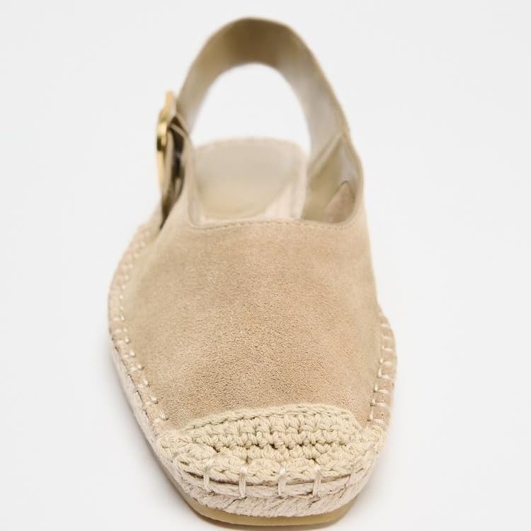 keleimusi Women's Suede Slingback Espadrilles Flats Backless Slip On Espadrilles with Buckle Woven Outsole Shoes Ballerina Mary Jane Flats3