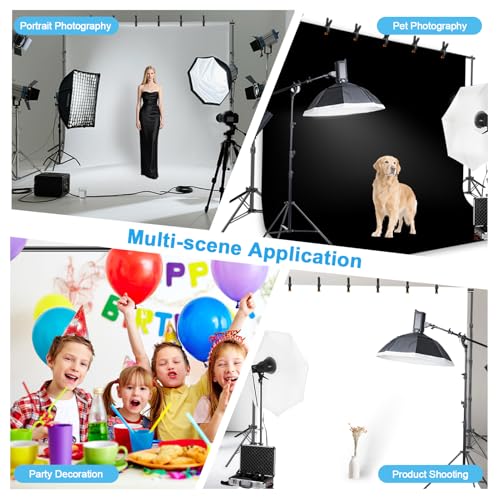EMART 8.5 x 10ft Background Support System,Professional Photo Backdrop Stand kit with 10 x 12 ft Polyester Backdrop (White,Black),Clamp,Carry Bag for Parties,Photography,Decoration, Video Shooting by EMART - Used condition - Image 2