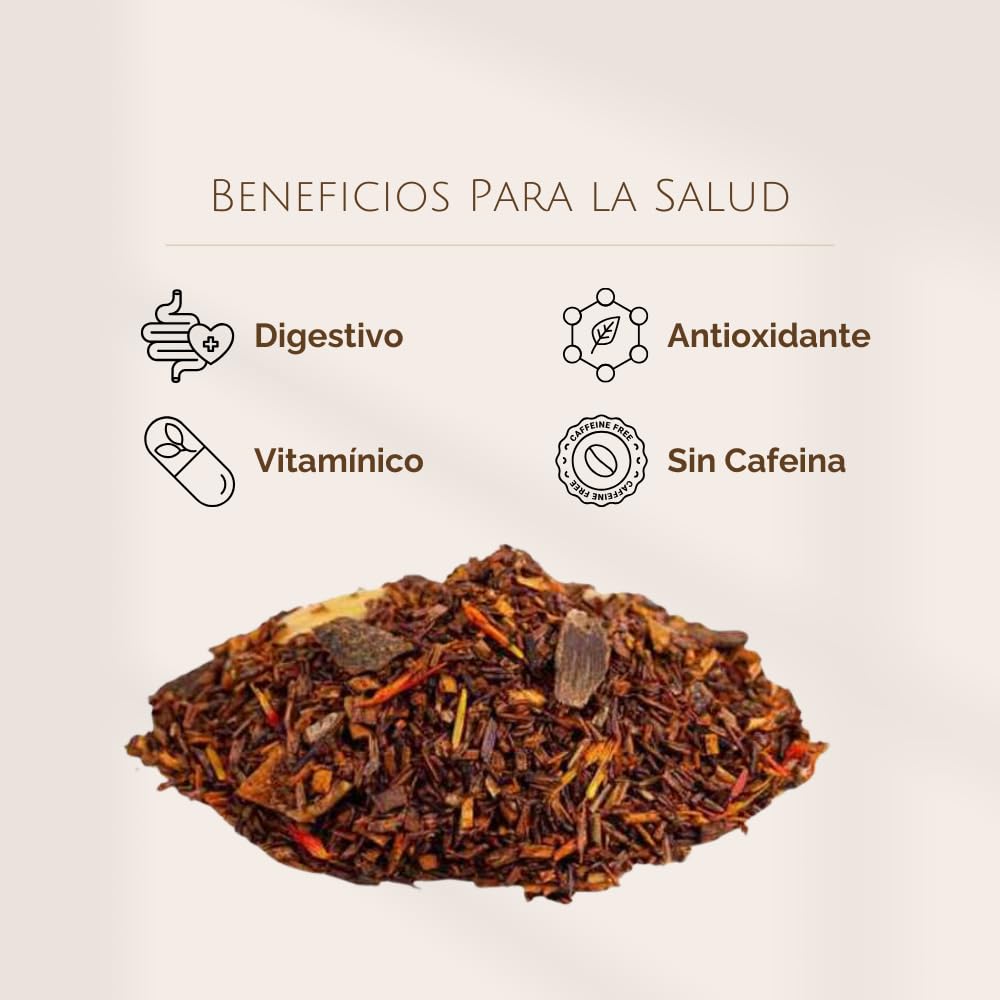 Rooibos de Manzana, Almendra y Canela a Granel 100 Gramos - My Tea Moments - Cultivo Sostenible - Ingredientes Naturales: Almendra, Canela, Cártamo, Manzana.