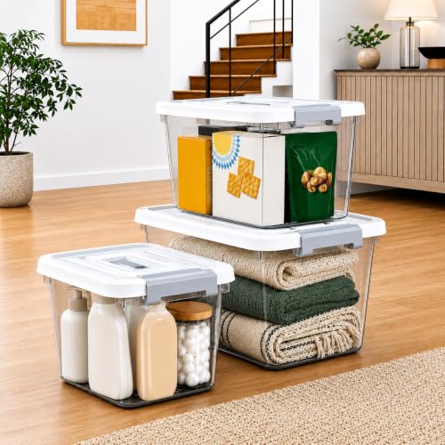 Image of HoopVool Multipurpose Plastic Storage Container Box - Sturdy and Versatile Home Organizer, Available in Multiple Size. (TRANSPARENT, LARGE - 14.5 X 10.5 X 8.2 INCH, PACK OF - 1)