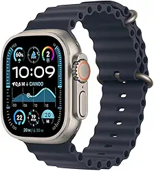 Apple Watch Ultra 2 GPS + Cellular • Caixa natural de titânio – 49 mm • Pulseira Oceano marinho