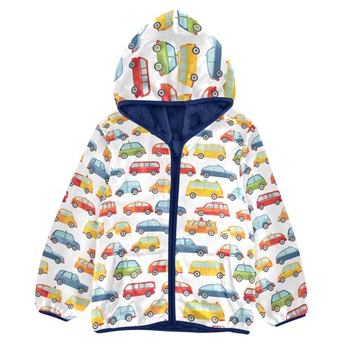 CHIFIGNO Cute Construction Vehicles Fleece Jacket Kids Toddler Zip up Hoodie Boys Winter Coat Thick Warm Outerwear 3-10Y