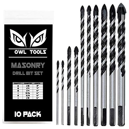 Masonry Drill Bit Set (10 Pack in 1/8", 1/4", 5/16", 3/8", and 1/2") Carbide Tipped to Help Drill Through Concrete, Brick, Ceramic Pots, Cinder Block, Stucco, Cement, Tile and More!