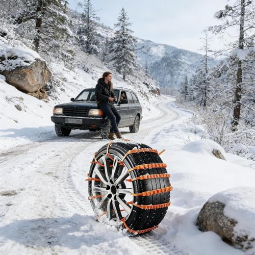 Cadenas Para Nieve Tipo Brida con correa ajustable para cualquier vehículo 3