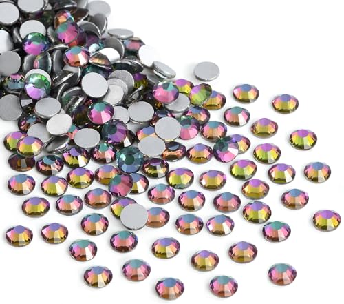 Image of Glue Fix Crystal Flatback Rhinestones Glass Diamantes Gems for Crafting Nail Art Crafts Decorations Clothes Shoes 1.6mm (ss4 2880pcs, Green Volcano)