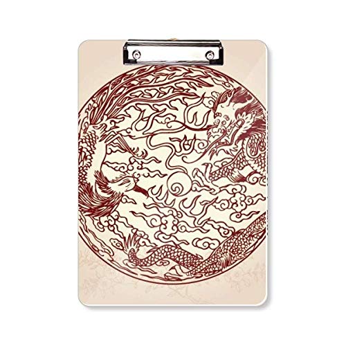 Porte-bloc A4 dragon et phénix avec finition artistique premium