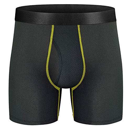 Longfor Mens Boxer Briefs Quick Dry Sport Boxer Briefs No Ride-Up 6’’Athletic Mesh Performance Underwear With Fly For Men Pack #TOP5