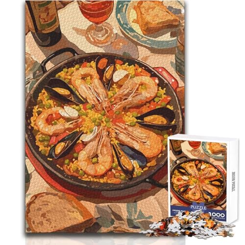 Rompecabezas de 1000 Piezas para Adolescentes, Paella con mariscos y Vino, Juguete, Juego Intelectual, Divertido y Divertido, Obra de Arte, Regalo, tamaño 50x75cm