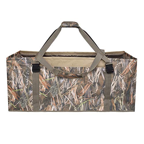 UNISTRENGH 12 Slot Duck Decoy Bag with Padded Adjustable Shoulder Strap Water Dirt Drain System Slotted Decoy Bags to Protect Duck Decoys (New Reed Camoflage)