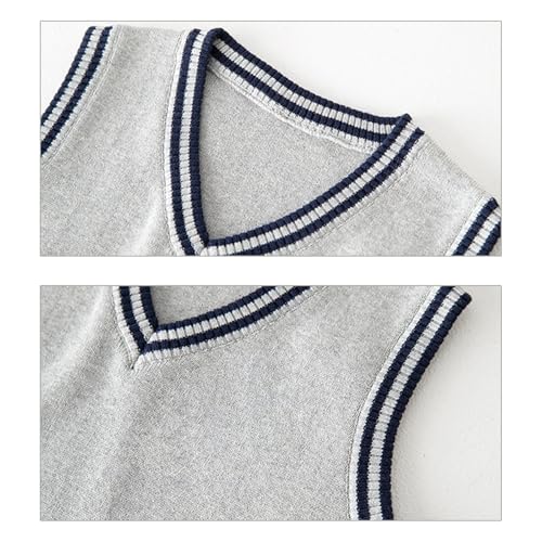 Girls Boys Knit Vest Sweater Classic School Uniform Aesthetic Pullover Tops Teen Ribbed V Neck Sleeveless Knitwear Cropped4