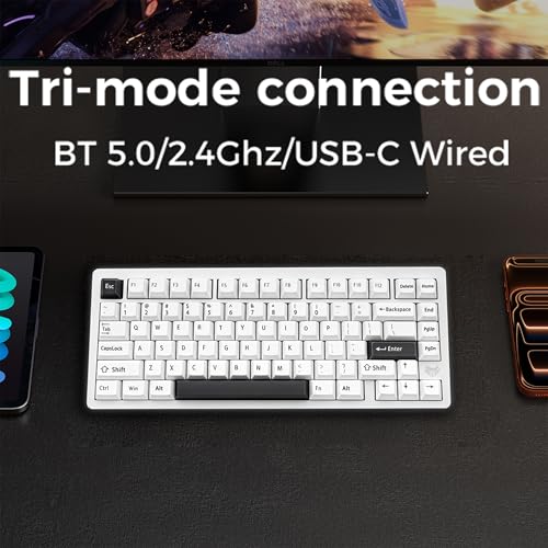 Image of MK INKY75 CNC Aluminum Mechanical Keyboard Triple-Mode Connectivity Gaming Keyboard, 75% Layout Mechanical Keyboard,with Superior Acoustics, Creamy Sounding, RGB /HMX /4000mAh(Almost White)