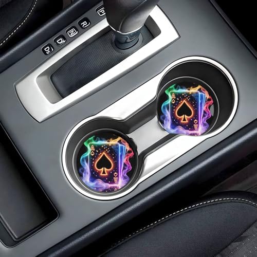 Juego de 2 portavasos cerámicos para auto con diseño de casino miniatura 3