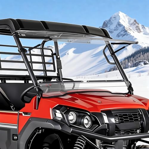 StarknightMT Flip Windshield Compatible with 2015-2026 Kawasaki Mule Pro FXT 2016-2025 FX DX DXT | Hard-Coated Polycarbonate Front Window Scratch-Resistant Anti-UV Rattle-Free for Farm & Ranch
