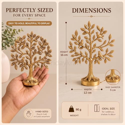 Image of KridayKraft Metal Kalpavriksha Tree of Life Showpiece - Gold Wish Fulfilling Tree for Vastu & Feng Shui | Good Luck Gift for Home, Temple, Office & Housewarming