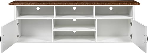 Miniatura 3 de Furnicare Soporte de TV de granja para TV de 80 pulgadas moderno centro de entretenimiento de madera con puertas dobles de granero y armarios de