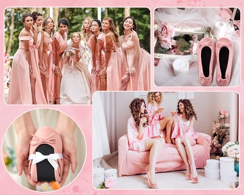 Jecery 36 Pairs Bridal Shower Supplies Wedding Foldable Flat Set Ballerina Slippers Floral Party Signs Portable Travel Ballet Flat Bulk Wedding Dancing Shoes for Guests Bridesmaids4