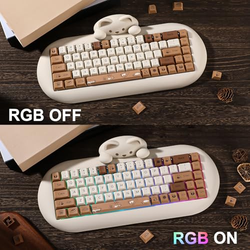 Image of YUNZII Coffee Cat Dye Sub PBT Keycaps,152 Full Keys Dye Sublimation Custom Keycap Set with Key Puller for Cherry Gateron MX Switches Mechanical Gaming Keyboard (Cherry Profile, Coffee Cat)
