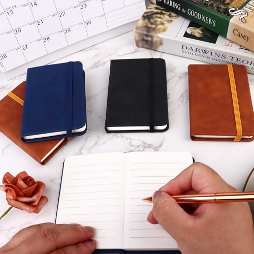 10 Pack Pocket Notebook Portable A7 Notebooks with Elastic Band Lined Paper Notepad 200 Pages 100 Sheets Soft Durable PU Leather Cover Memo Notebook Bulk for Office School Travel(blue - Image 4