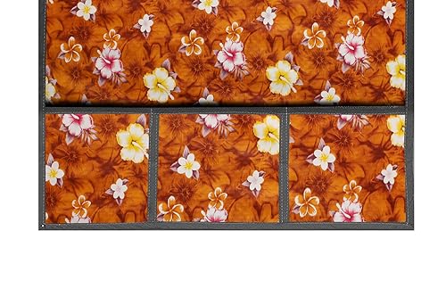 Image of The Furnishing Tree Fridge Top Cover Compatible for Samsung RR20C1824CR /HL, 183 LTR WxL 65x111 in CM Floral Pattern Orange