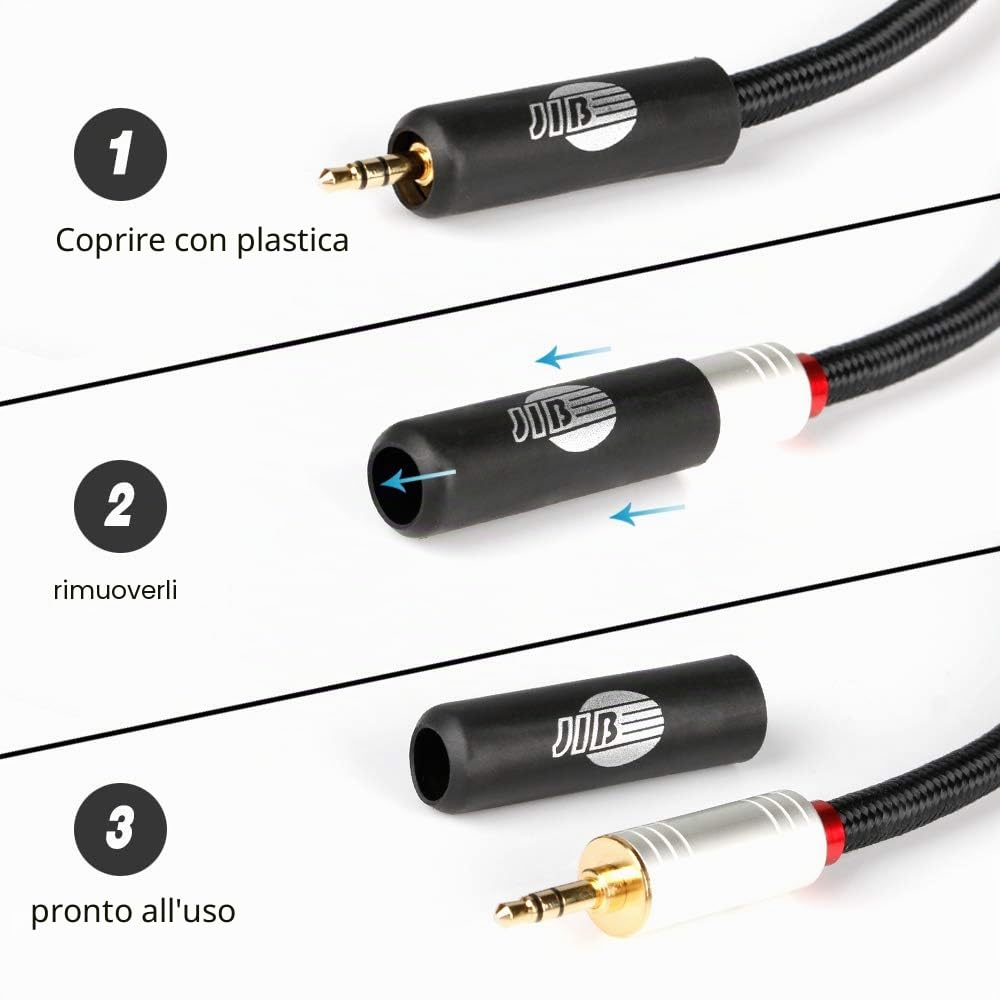 BOAACOUSTIC JIB Qualità Audiofila Cavo Aux,Cavo Auxiliary audio stereo (connettore da 3,5 mm maschio a 3,5 mm maschio), per Cuffie, iPad, iPod, Smartphone, Autoradio, MP3-5M Nero