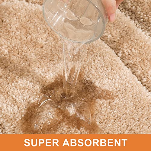 Beqhause Bathroom Rug-Non Slip-Bath Mat-Soft And Absorbent-Shower Mat-Polyester Bath Mats For Bathroom Machine Washable Bathroom Rugs Beige Bathroom Rug For Shower Sink Bathtub 24"X48" #TOP4