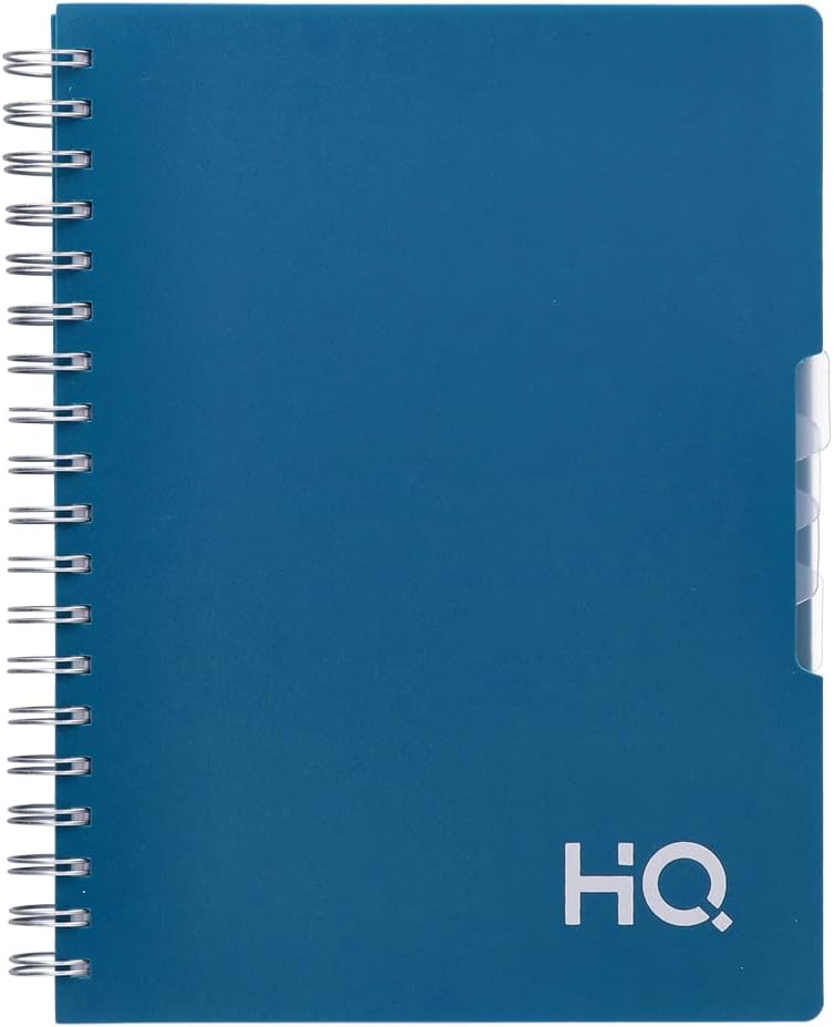 HQ Navneet Five Subject Spiral Wiro Binding Office Notebook for Personal and Office Use | B5 Size - 25 cm x 17 cm | Blue | 300 Pages