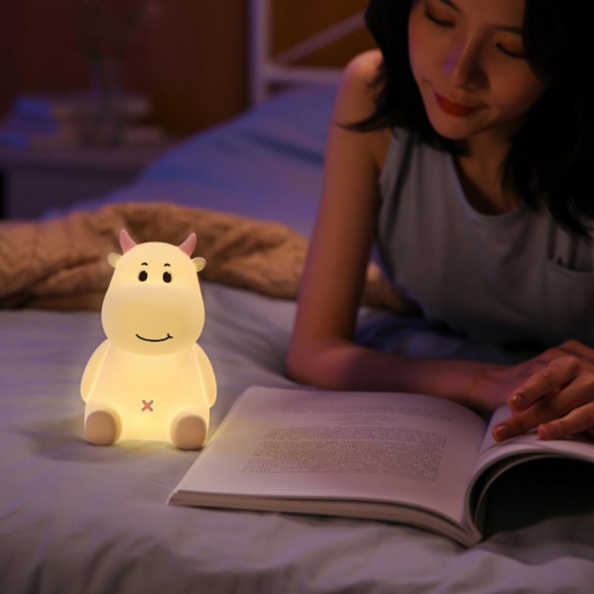 Toyvian Kuhlicht Nachtlicht Tischlampe 1 Satz, 1200mah Silikon Rosa