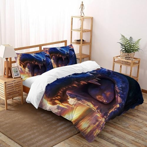 Housse de couette double crocodile coucher de soleil en microfibre 200x200