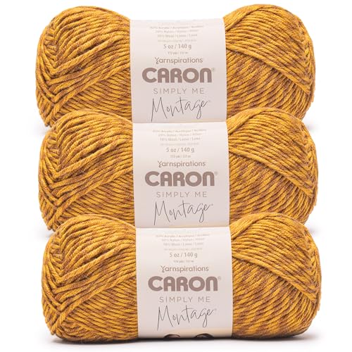 Image of Caron Simply Me Montage Soft Yarn for Crocheting, Tigers Eye, 2-Pack
