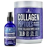 InstaSkincare Collagen Bundle - Niacinamide Facial Serum 2Oz - Collagen Peptides Powder for Women...