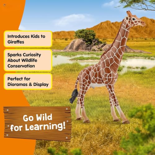 Image of FUNFOB Giraffe Toy Figure Height -14cm Giraffe Statue for Kids & Adults Wild Animal Toys PVC Multicolour | Gir AFFE