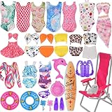 EuTengHao 36Pcs Girl Dolls Clothes Swimsuit Bikini for 11.5 inch Girl Dolls, Doll Bikini and Accessories with Diving Swimming Set Lifebuoys Beach Chair Skateboard Dolphins