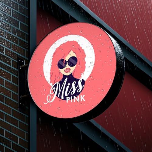 Custom LED Double Sided Light Box, Personalized Round LED Signs Outdoor Lightbox, Illuminated Billboard Advertising Light Box for Business, Cafe, Bar, Hotel Logo Sign(Round)