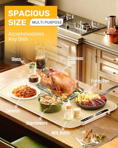 image for Warming Mat for Food, VEPOKA Food Warmer Mat for Countertop, Electric 