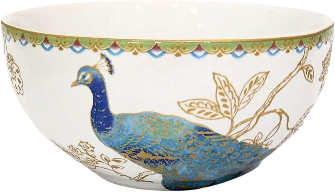 222 Fifth Peacock Garden Fine Porcelaine Cereal / Soup / Salad Bowls | Set of 4