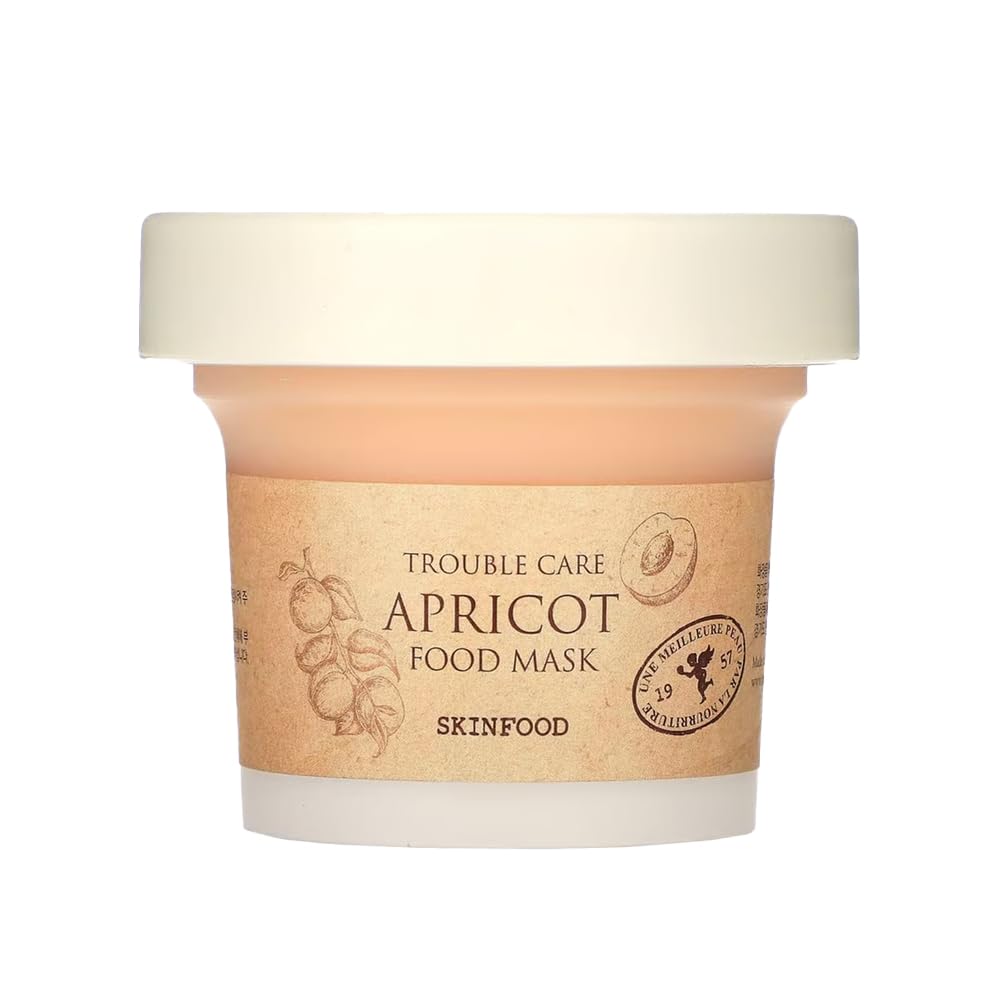 SKINFOOD Mask Apricot "Trouble Care" 120g - Facial Pore Clearing and Body Skin Soothing - Wash Off Face Masks w/Pink Calamine for Healthy, Clear & Smooth Skin - Shower-Proof Texture (4.23 oz)