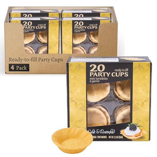 Sable & Rosenfeld Ready to Fill Party Cups, Mini Pie Shells 2.10 oz (Pack of 4), 80 Pastry Cups, Sweet or Savory Tartes for Appetizers & Quiche Crusts
