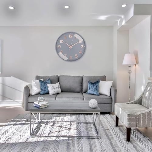 Image of Rylan Plastic Digital Wall Clock 12 inch Silent Quartz Decorative Non-Ticking Classic Clock Battery Operated Round Easy to Read for Room /Home /Kitchen /Bedroom /Office /School (Grey Gold)'