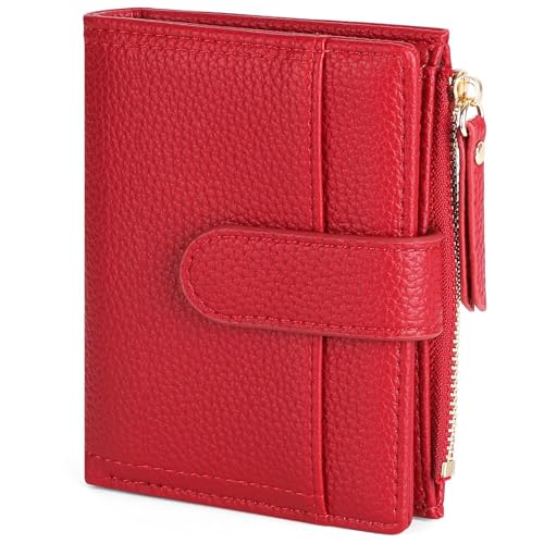 RRANCharltu Portefeuille Femme Cuir, Porte Monnaie Femme Petit Portefeuilles et Porte-Cartes avec Fermeture éclair Poche à Monnaie, Rouge