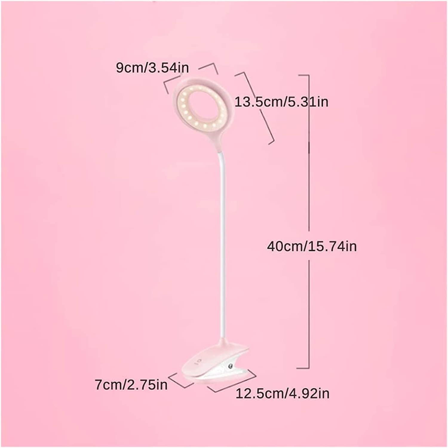 GeRRiT Lampes de lecture Clip Light - Lampe de bureau USB, lampe à pince flexible à col de cygne à 360 °, veilleuse de lit