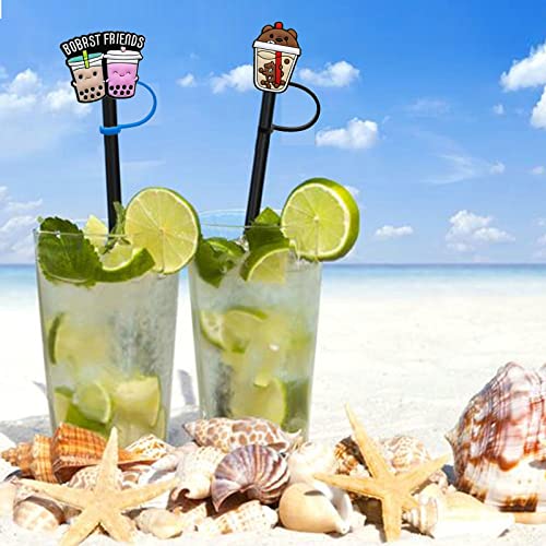 Samoka Silicone Straw Cover,10 Pcs Straw Tip Cap Reusable Drinking Straw Toppers,Silicone Straw Plugs Reusable Cartoon Shape Straw Protector #TOP1
