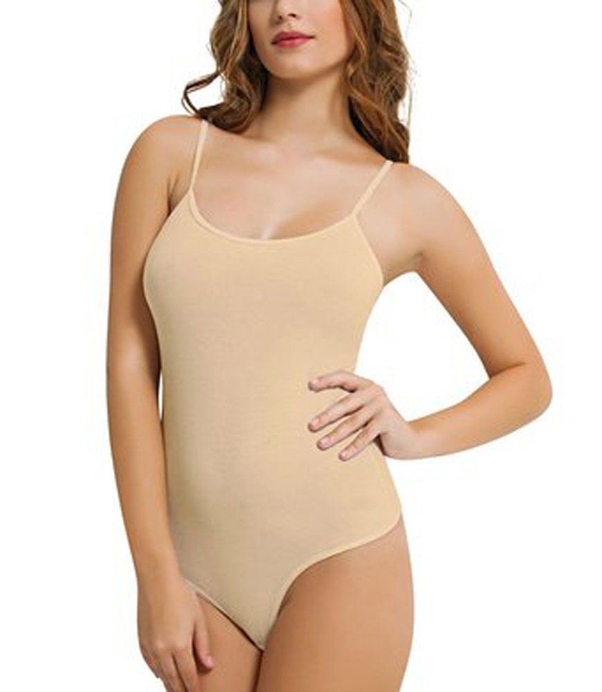 Elegance1234 Girls Tan 'S Cotton Thin Strap Camisole Leotards/Bodysuits Stretchy Dance/Gym/Ballet Sports (Uk6/8(X-Small), )