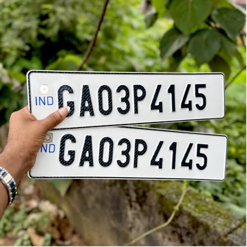 Image of Moto Utility Car Number Plate Set with Frames | Front & Rear | Premium Aluminium Die Pressed Plate | Customizable Registration Plate | Universal Fit | Fancy Use | 1 Year Warranty