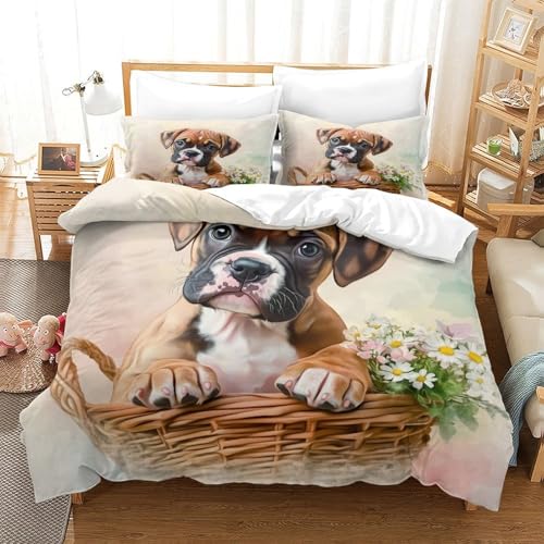 Housse de couette chouette rose parure de lit 220x240cm microfibre ultra douce