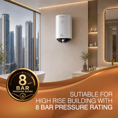 Image of Crompton Arno Plus 15L 5‑Star Storage Water Heater | Anti‑Scale Technology for Hard Water up to 2000 ppm | 8 Bar High‑Rise Pressure | 5‑Level Safety | Free Installation & Pipes | 8 Year Tank warranty