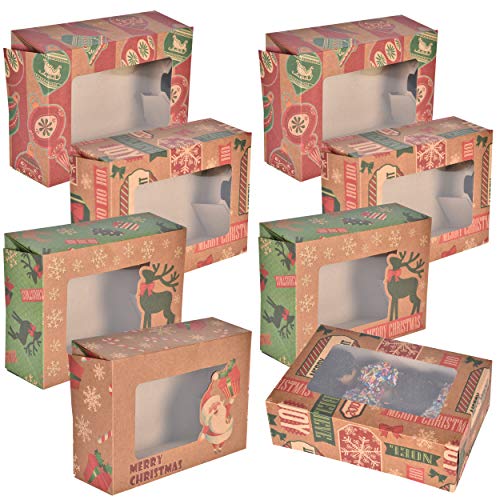 Gift Boutique 24 Count Christmas Cookie Boxes with Window Rectangle Shape 8.6