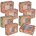 24 Count Christmas Cookie Boxes with Window Rectangle Shape 8.6" X 6" X 3.75" in Brown Kraft 4 Assorted Designs for Holiday Treats Baking Cookies Exchange