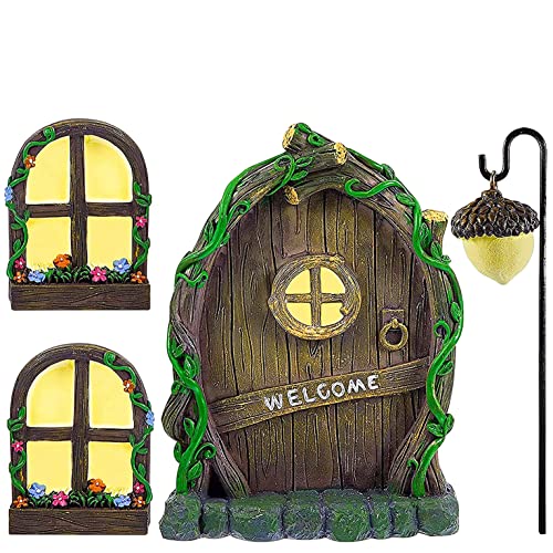 ALEMIN Feentür Garten Feen-Tür und -Fenster für Bäume, 14cm Harz...